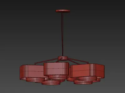 Contemporary Art Deco Mint green and Red Pendant Light 3D model
