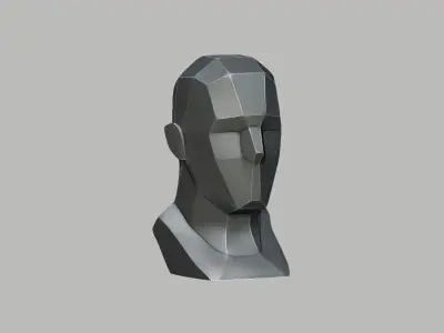 Low-poly head headphone Stand Cyborg Headset Stand 3D print model