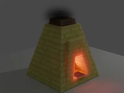 furnace brick stove with light Free low-poly 3D model
