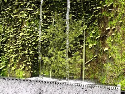 Vertical Green Wall and Waterfall No26 A 3D model