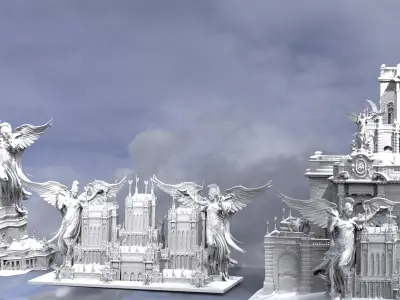 Cyberpunk Victorian towers 3 versions 3D model