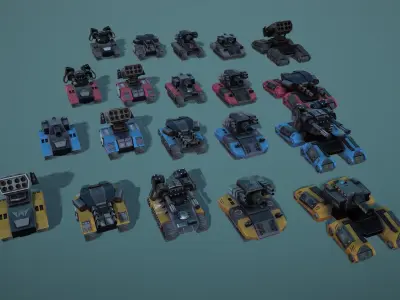 Modular Stylized Tanks Pack Low-poly 3D model