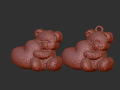teddy big heart valentines decor  3D print model