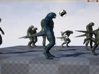 Reptiloid monster creature Low-poly 3D model