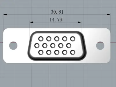 VGA cable interface 3D  model 3D print model