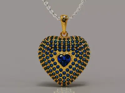 Elegant Pave-Set Heart necklace - Premium Jewelry Design 3D print model