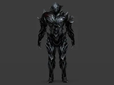 Armored Monster 3D Model Heavy Sci-Fi Fantasy Creature for Games Low-poly 3D model