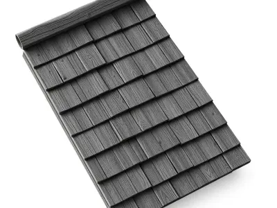 Weathered Modular Wooden Roof Shingles Low-poly 3D model