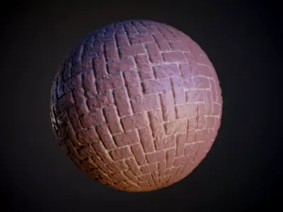 Herringbone Stone Pavers Seamless PBR Texture Texture