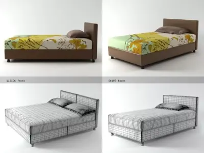 Notturno bed with four different beds 3D model