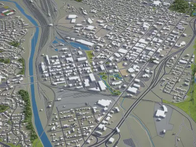 Pueblo - Colorado  Low-poly 3D model