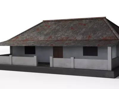 Traditional rural village mosque Low-poly 3D model
