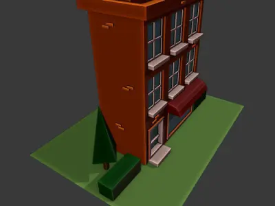 Low poly Building brick Low-poly 3D model