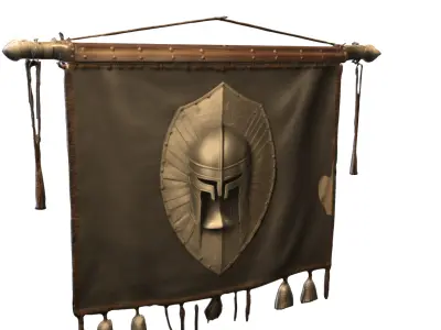 Roman Legion War Banner  Ancient Spartan Flag  Low-poly 3D model