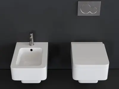 Scarabeo Ceramiche Teorema bidet and toilet art 8701 art 8702 Low-poly 3D model