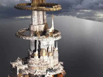 Ringed Tower Island City 3D model