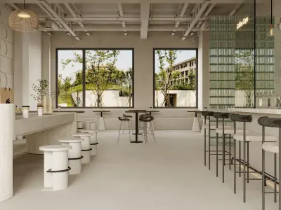 Modern coffee bar interior design 3d model 3D model