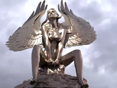 Egyptian goddess Grand wings huge  3D model