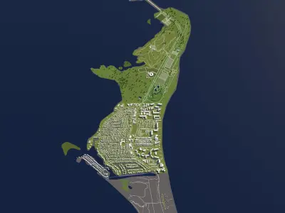 Miami 50x50km 3D Model City 3D Map 3D model