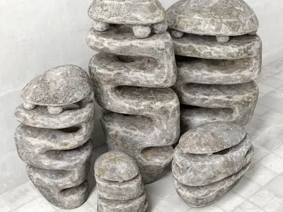 Stone street lamp decor 3D model