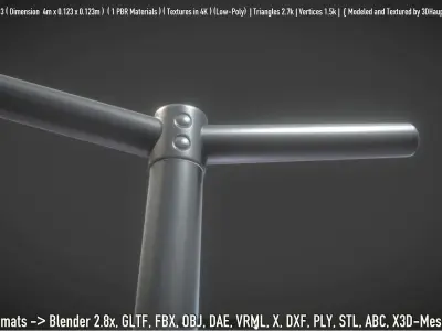 Low-poly street light pole 3 Low-poly 3D model