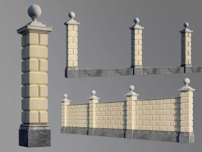 classic fence PIERS FOR GATES 3D model get