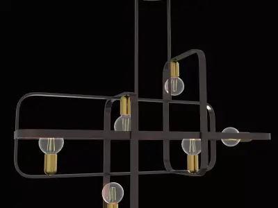 Bronze with Antique Brass Accents Linear Chandelier 3D model