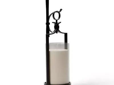 Artisanal Wall Mounted Pillar Lantern Iron Low-poly 3D model