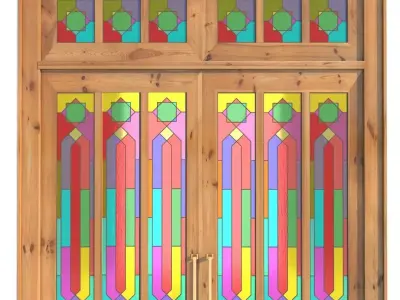 Doors with stained glass door 3D model