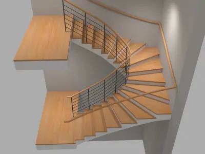 U Stair For Small Areas Low-poly 3D model