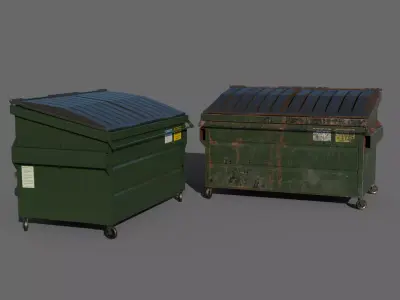 Industrial Garbage Dumpster Low-poly 3D model