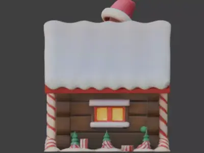 Stylized Christmas Gingerbread House 3D Model Low-poly 3D model