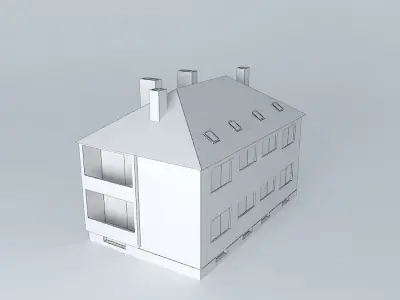 Small Building 4 Apartments Low-poly 3D model