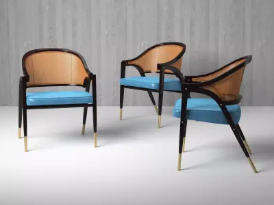 A Frame Rattan Chair 3D model