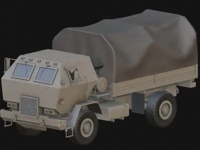 Military 4x4 Light Supply Truck Low-poly 3D model