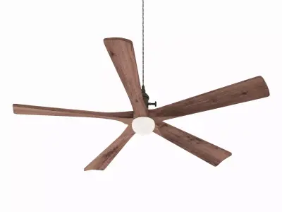 Modern Wooden 5-Blade Ceiling Fan with Light 3D model