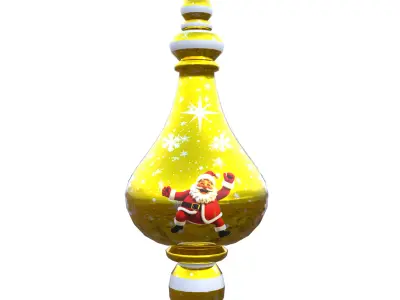 Christmas Santa Ornament Gold Bauble PBR Holiday Decoration  Low-poly 3D model