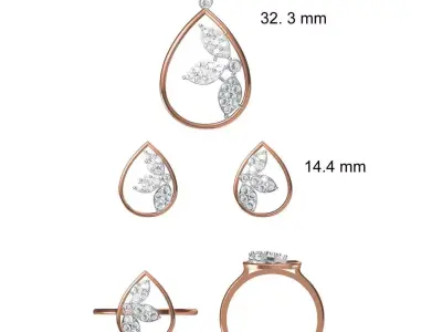 Light wt Ring Earrings Pendant set stl jcd 1-render details 3D print model order