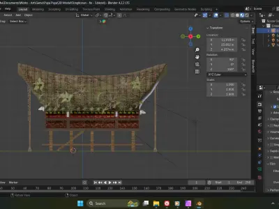 Tongkonan House Indonesian Torajan Traditional House in Sulawesi Low-poly 3D model