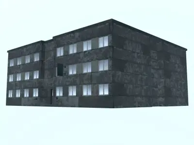Old apartments exterior Low-poly 3D model