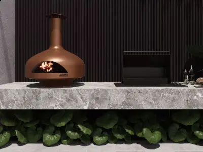 Polito Giotto Wood Fire Pizza Oven with Benchstand 3D model