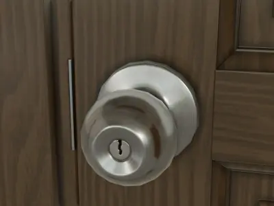 Wooden brown door Low-poly 3D model