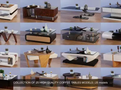 COLLECTION OF 25 HIGH QUALITY COFFEE TABLES MODELS 3D Model Pack