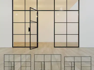 Glass partition door Set 10 Low-poly 3D model