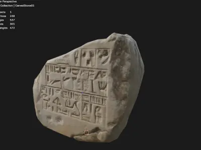 Ancient Carved Stone Game-Ready Low-poly 3D model