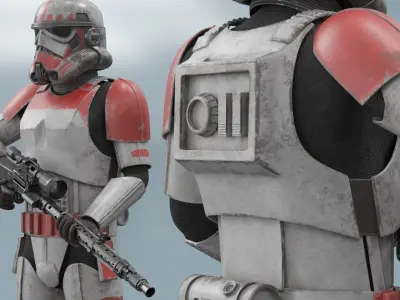 Star Wars Shock Trooper Equipped with Blaster Rifle Worn Armor 