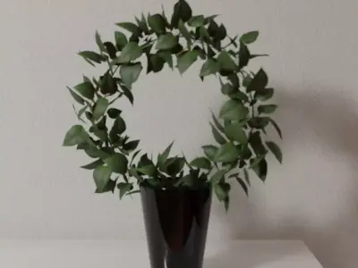 Circle shaped Pot plant Low-poly 3D model