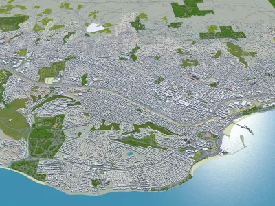 Santa Barbara California USA 40km Low-poly 3D model