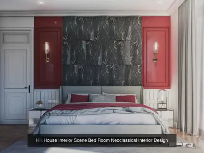 Mordern Hill House Exterior and Interior Scene with 2D Drawing 3D Model Pack