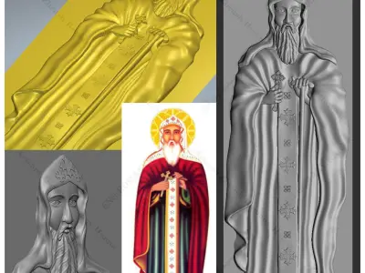 pendant - wood carved - icon St  Shenouda The Archimandrite 3D print model